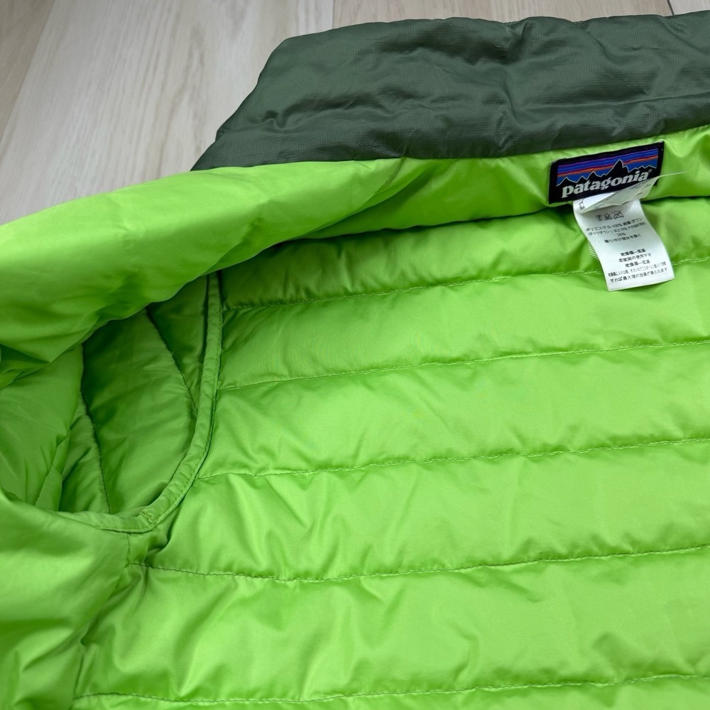 Patagonia Down Sweater Insulated Puffer Jacket Full Zip Green Boys Size L (12) - Picture 5 of 13